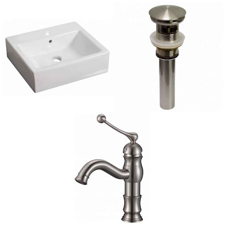 American Imaginations 21-in. W Above Counter White Vessel Set For 1 Hole Center Faucet AI-30088